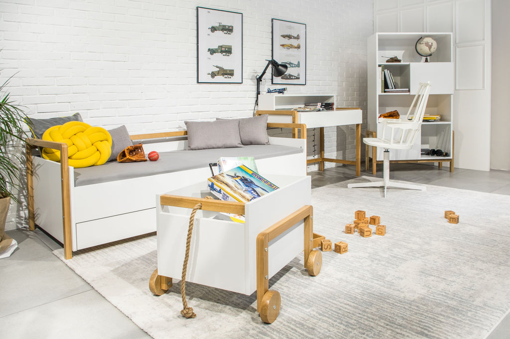 Kinderbed Victor wit – bedbank met lade – afbeelding 2