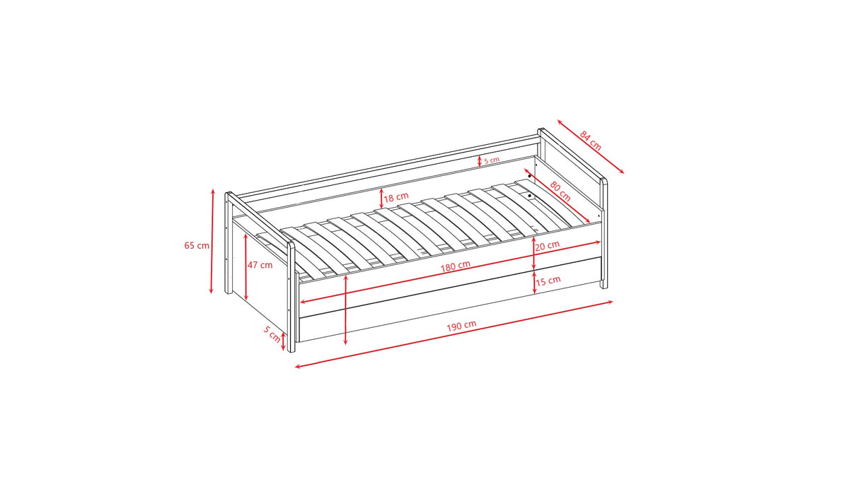 Kinderbed Victor wit – bedbank met lade – afbeelding 6