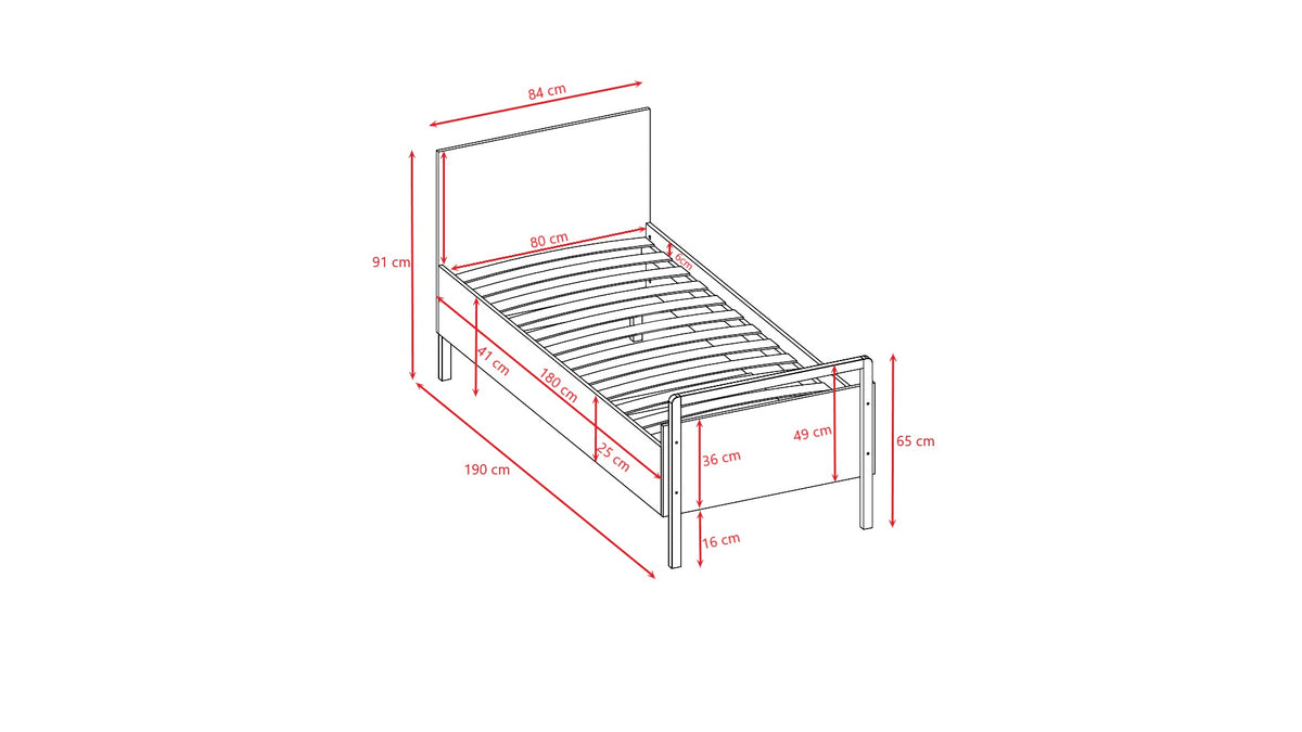 Kinderbed Victor wit – Scandinavisch bed 180 x 80 cm – afbeelding 6