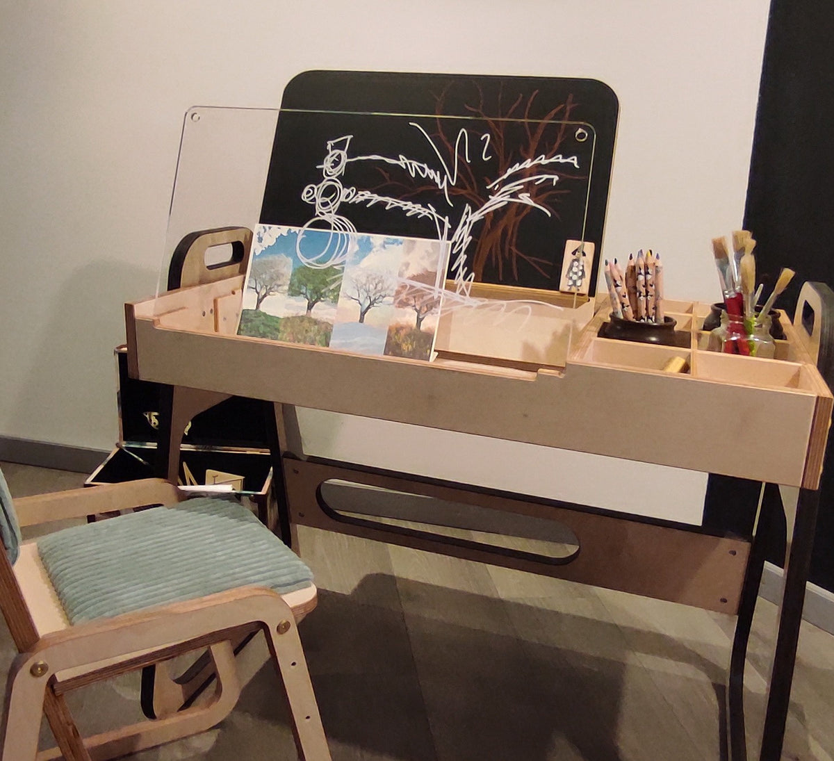 Kindertafel en stoel Julle verstelbaar – mintgroen – afbeelding 18