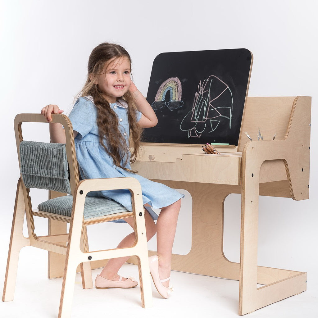 Kindertafel en stoel Luula verstelbaar – mintgroen