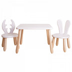 Kindertafel met 2 Stoeltjes hert en konijn