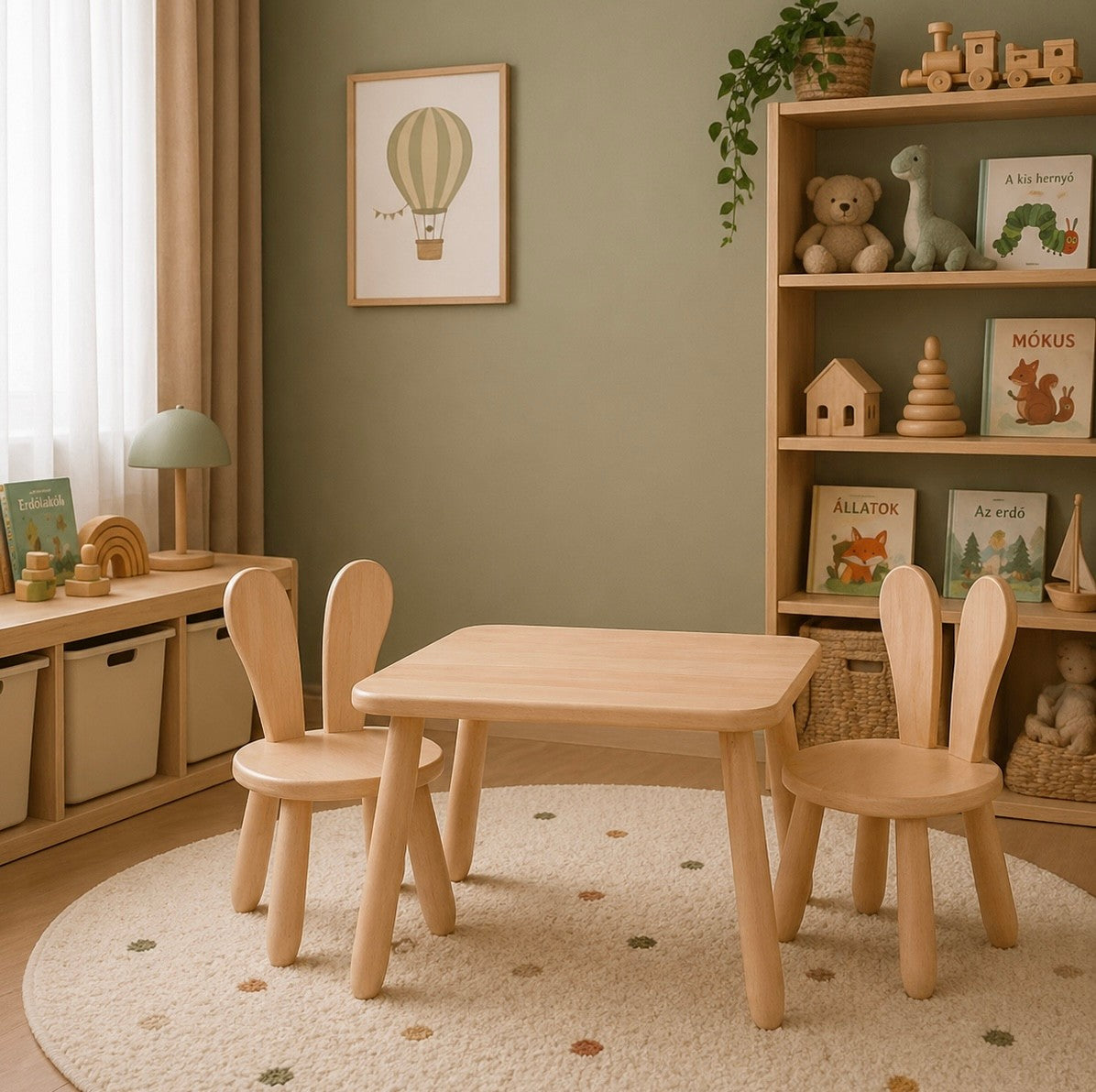 Kindertafel met 2 Stoeltjes konijn – afbeelding 2
