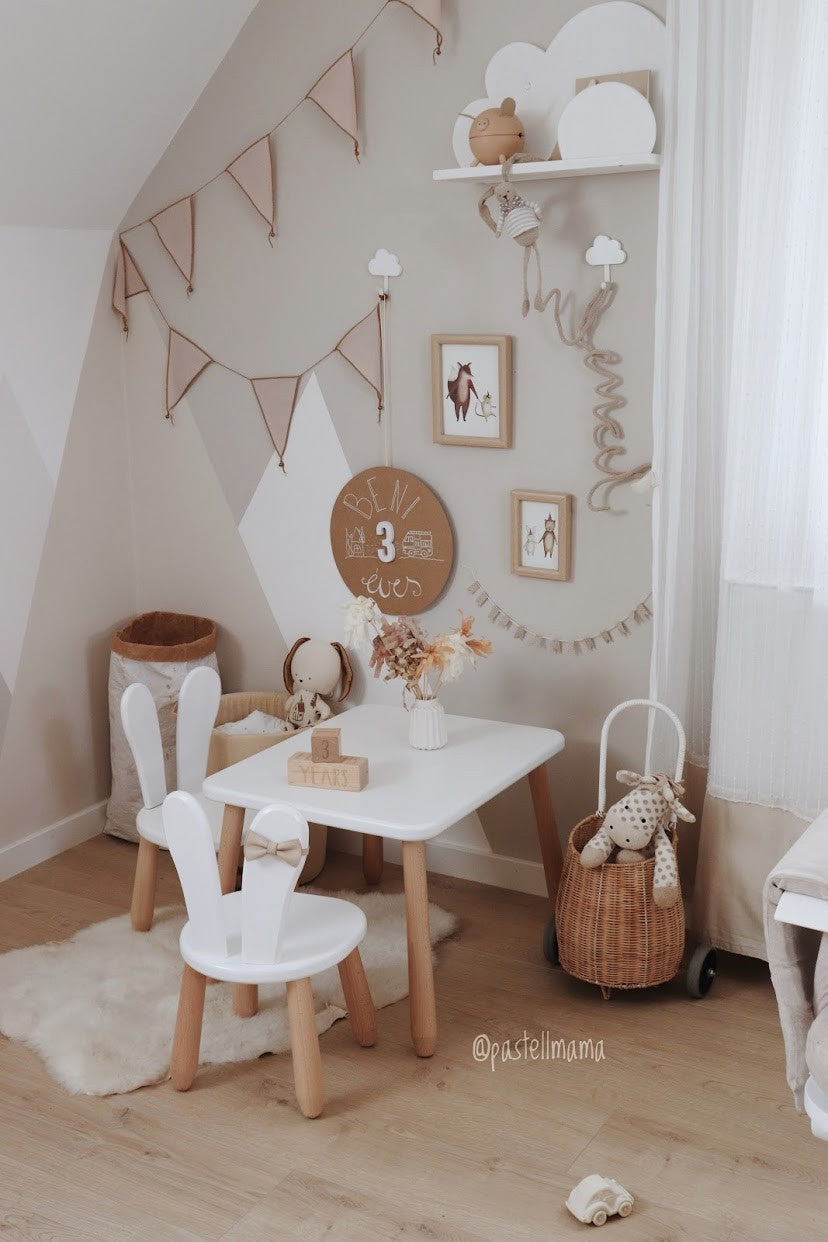 Kindertafel met 2 Stoeltjes konijn – afbeelding 5