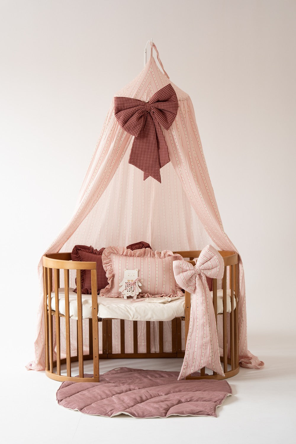 Klamboe kinderkamer katoen vintage roze – afbeelding 3