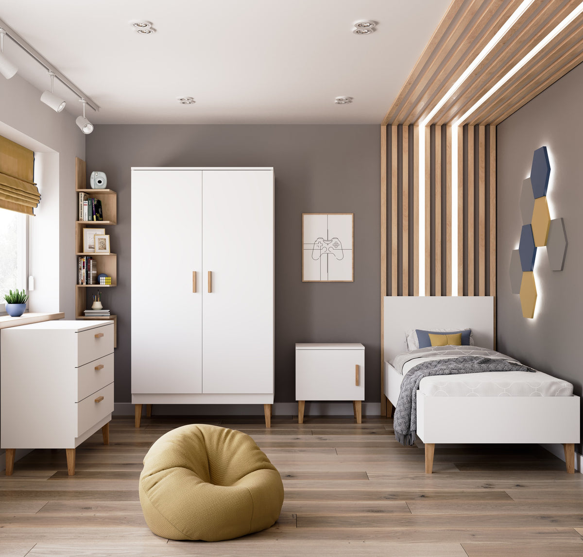 Kledingkast kinderkamer Kubi wit – afbeelding 4