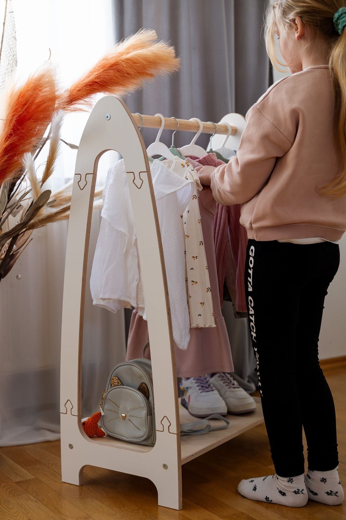 Kledingrek kinderkamer boogvorm klein wit – afbeelding 4