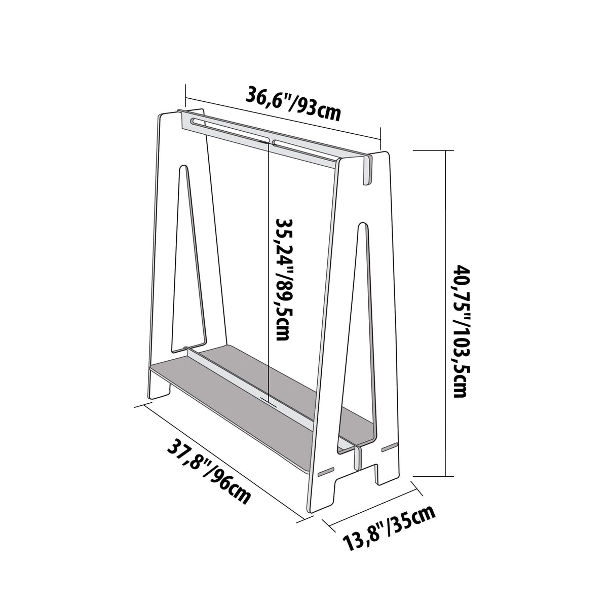 Kledingrek kinderkamer met hangstang en plank – afbeelding 3