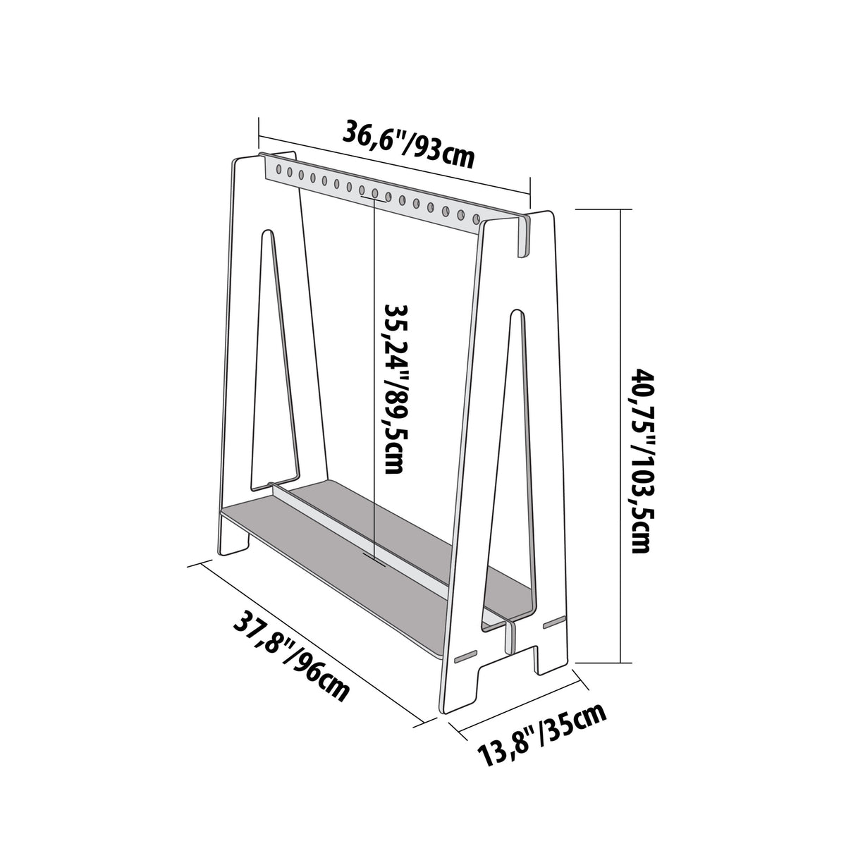 Kledingrek kinderkamer met hangstang en plank – versie 2 – afbeelding 2