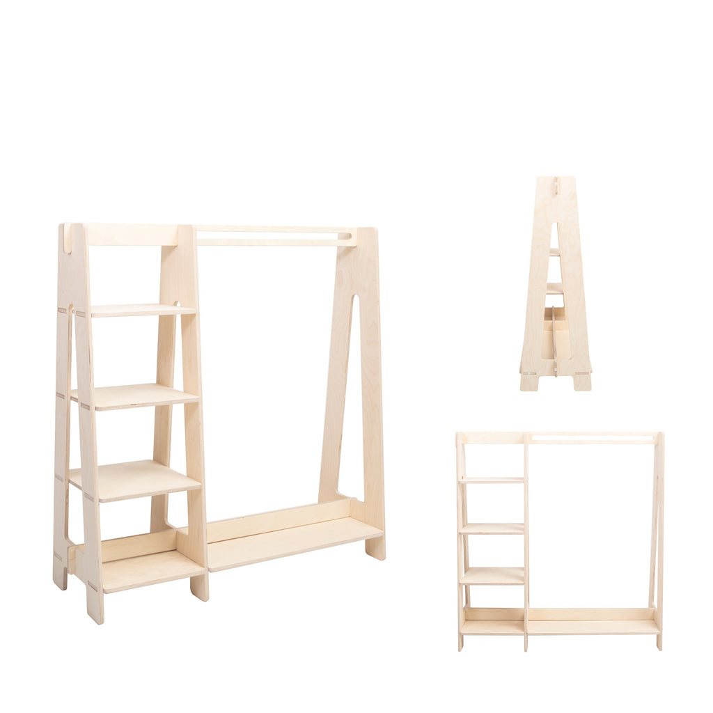 Kledingrek kinderkamer met planken en opbergvak – afbeelding 17