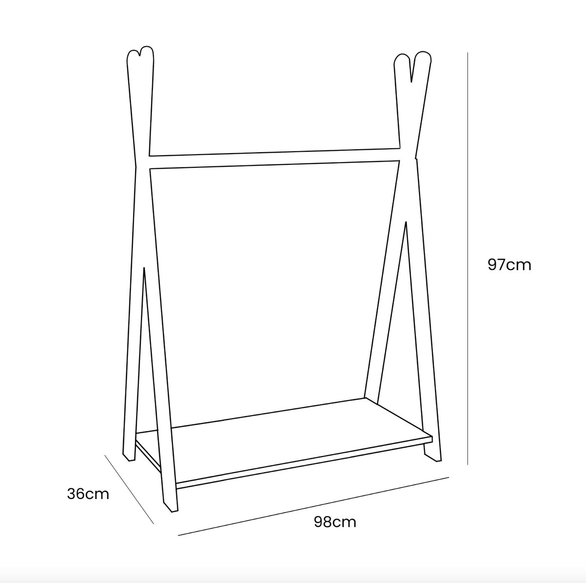 Kledingrek kinderkamer tipi groot wit – afbeelding 4