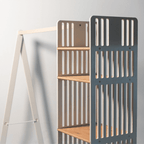 Kledingrek kinderkamer van hout met opbergplanken – afbeelding 4