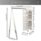 Kledingrek kinderkamer van hout met opbergplanken – afbeelding 5