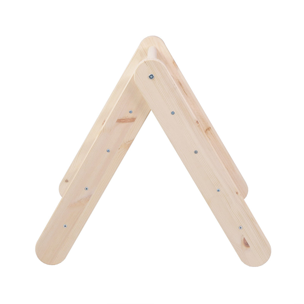 Klimdriehoek met glijbaan-klimwand 2-in-1 naturel – afbeelding 11