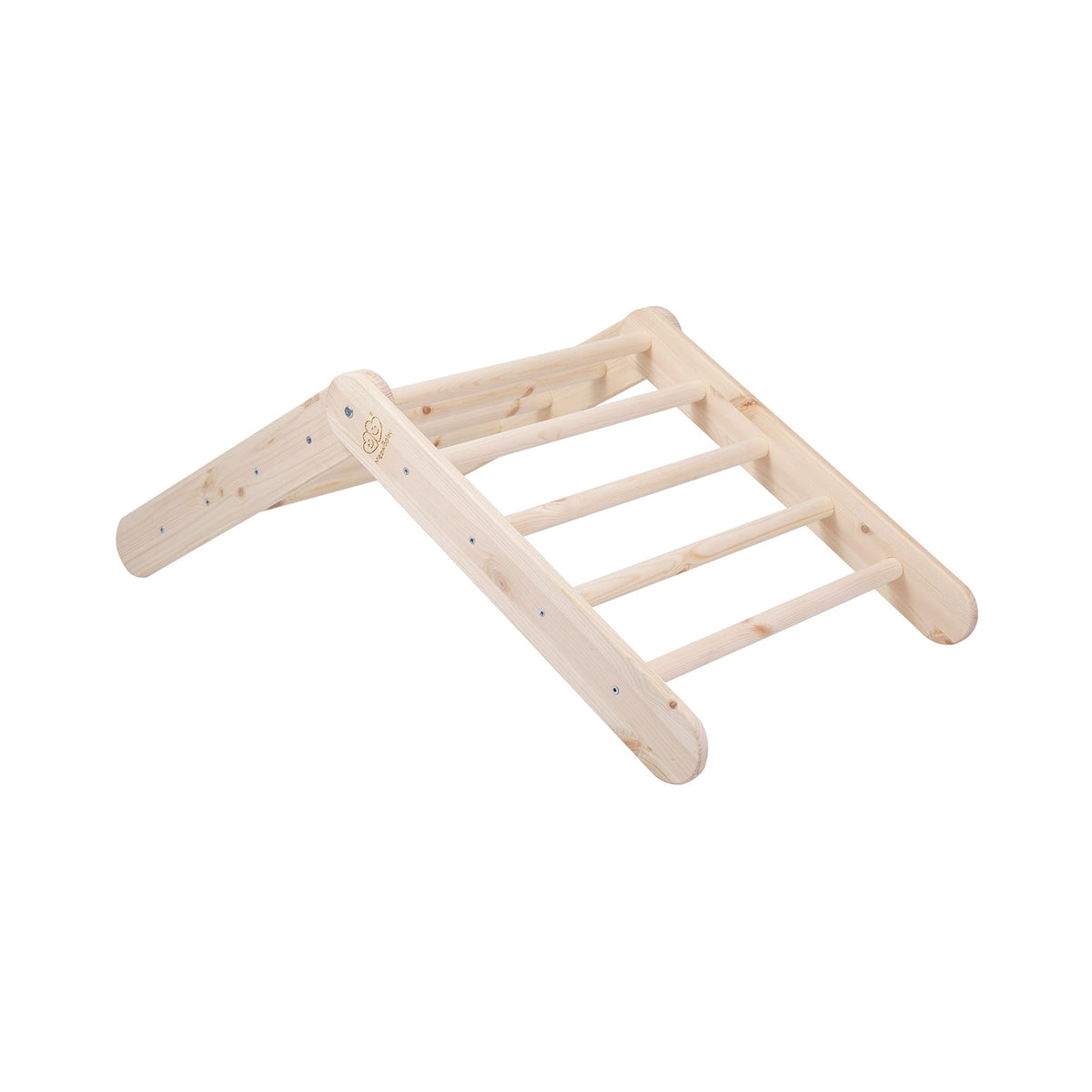 Klimdriehoek met glijbaan-klimwand 2-in-1 naturel – afbeelding 9