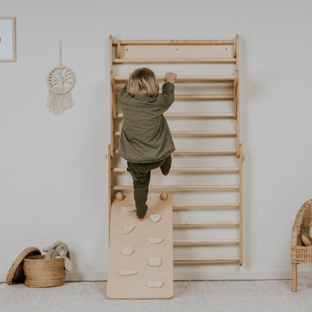 Houten klimplank met klimgrepen voor Pikler driehoek – afbeelding 2