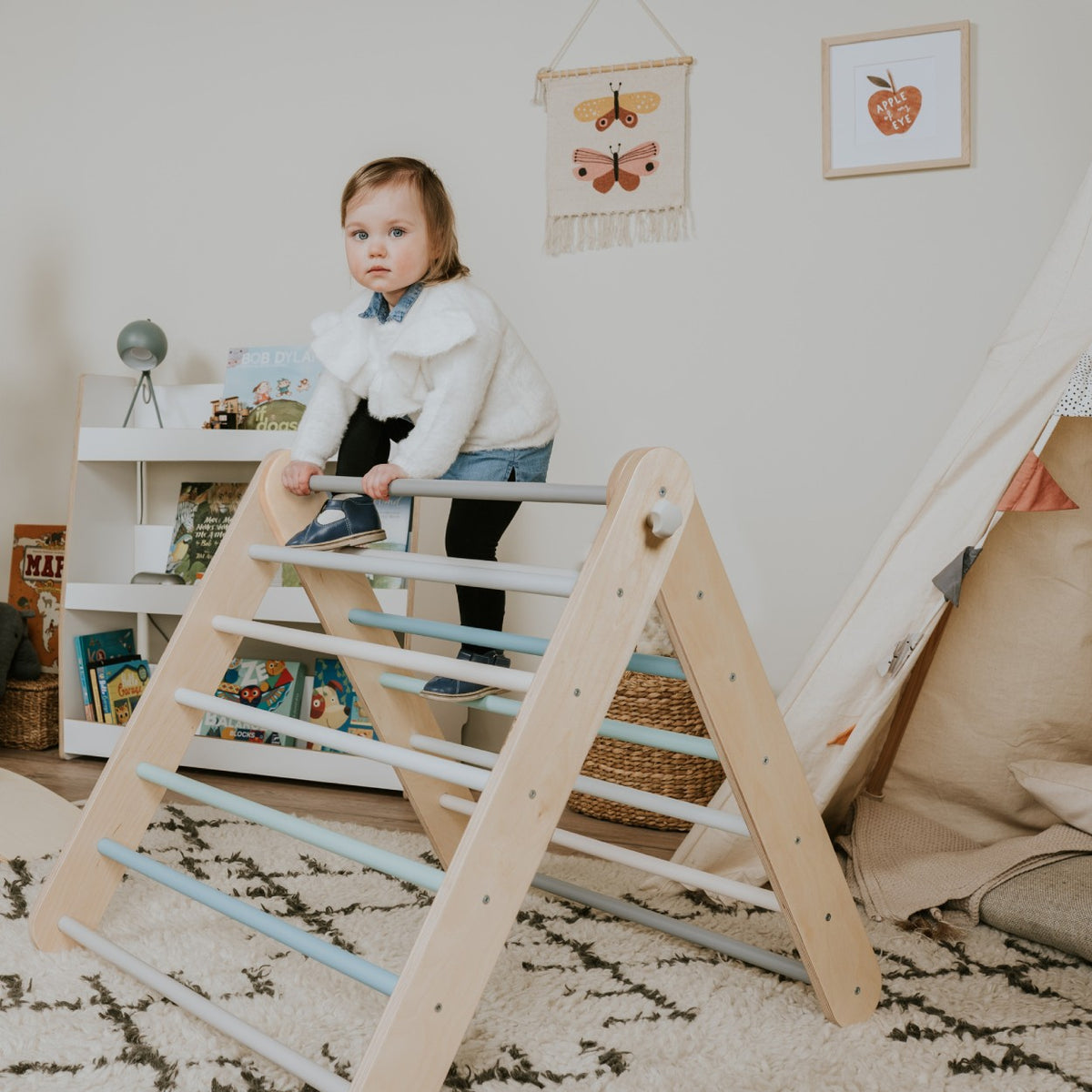 Klimrek baby – pikler driehoek met Zweedse wand pastel – afbeelding 6