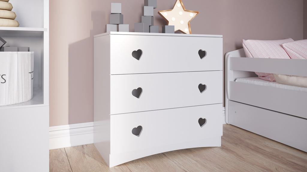 Ladekast kinderkamer Julia wit – hartjesgrepen – afbeelding 5