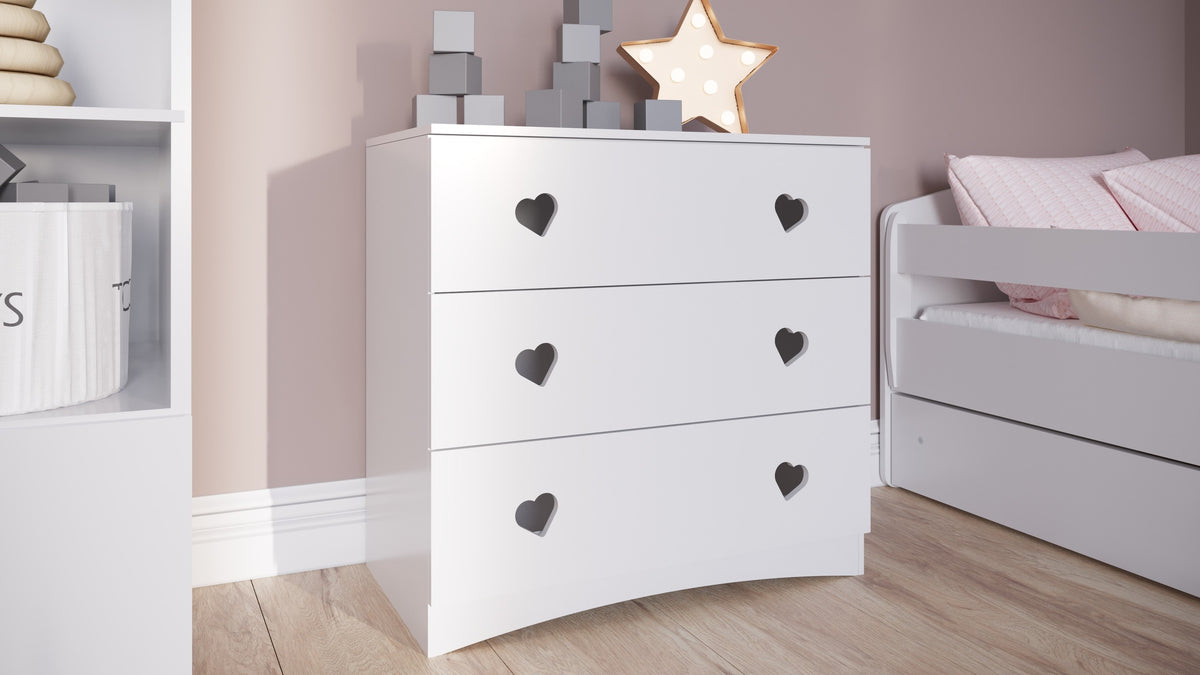 Ladekast kinderkamer Julia wit – hartjesgrepen – afbeelding 5