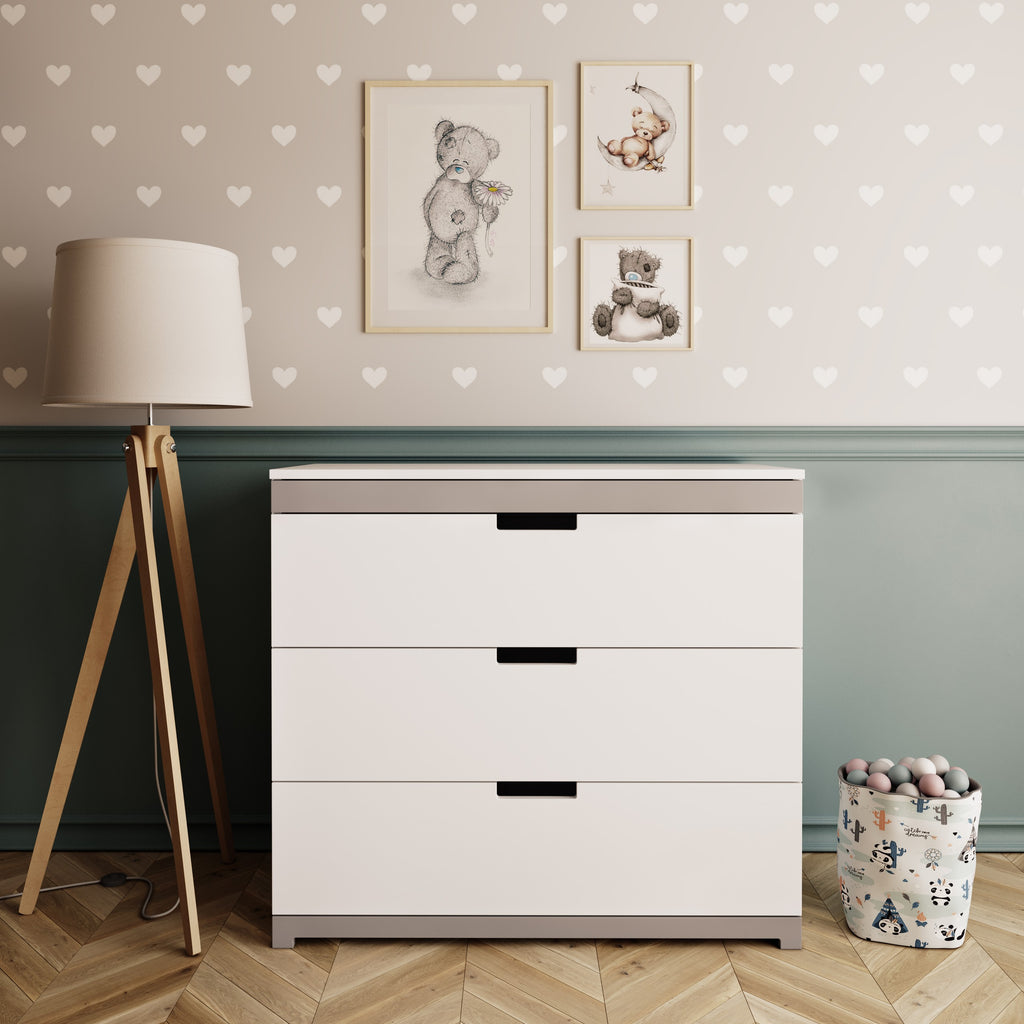 Ladekast kinderkamer Tomi wit met grijs