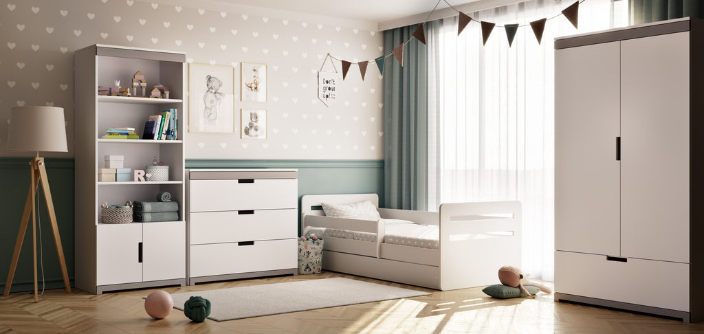 Ladekast kinderkamer Tomi wit met grijs – afbeelding 3