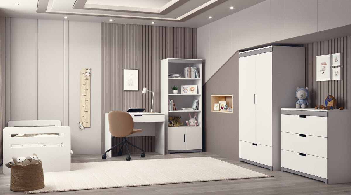 Ladekast kinderkamer Tomi wit met grijs – afbeelding 7