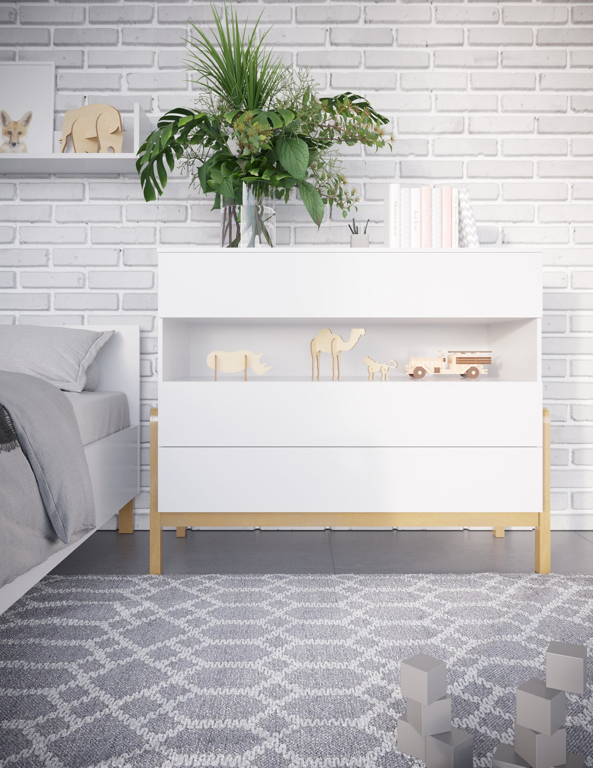 Ladekast kinderkamer Victor met eikenhouten poten – afbeelding 2