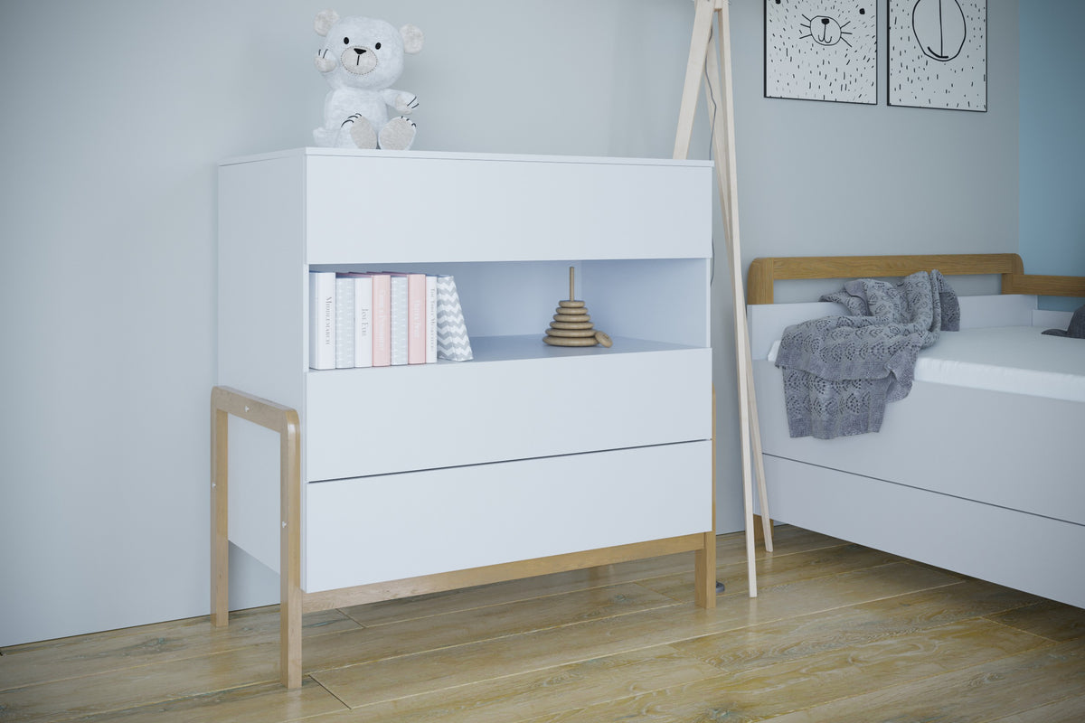 Ladekast kinderkamer Victor met eikenhouten poten – afbeelding 3