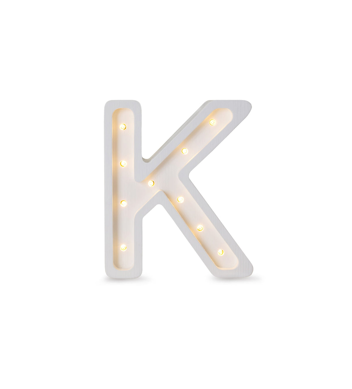 Houten letterlamp K wit – afbeelding 2