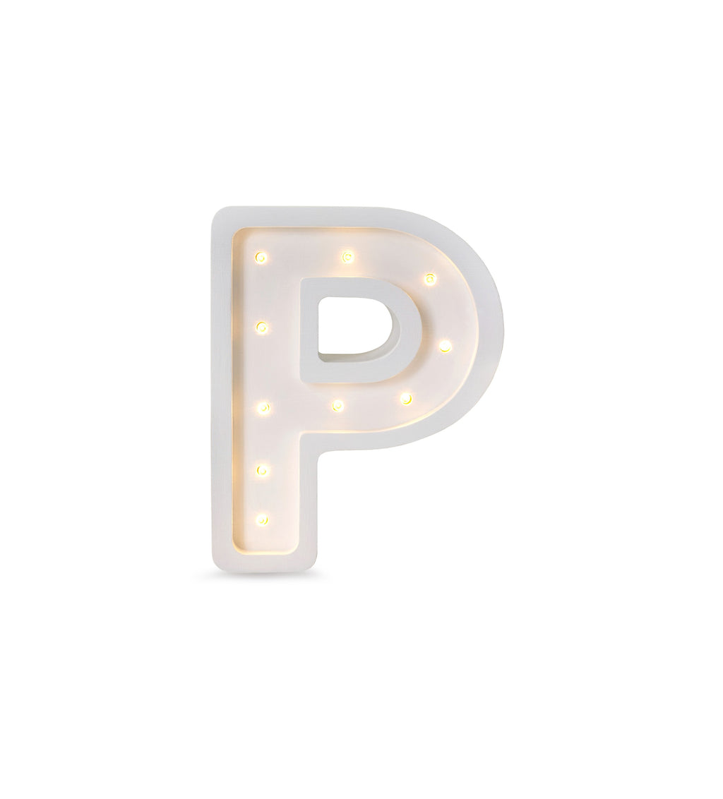 Letterlamp P – houten nachtlamp – afbeelding 2