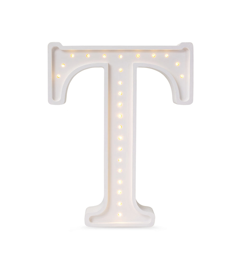 Letterlamp T – houten nachtlamp