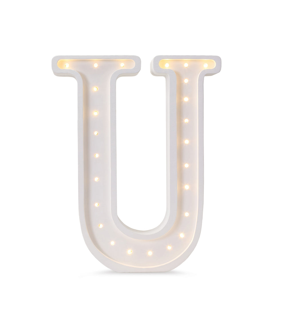 Letterlamp U – houten nachtlamp