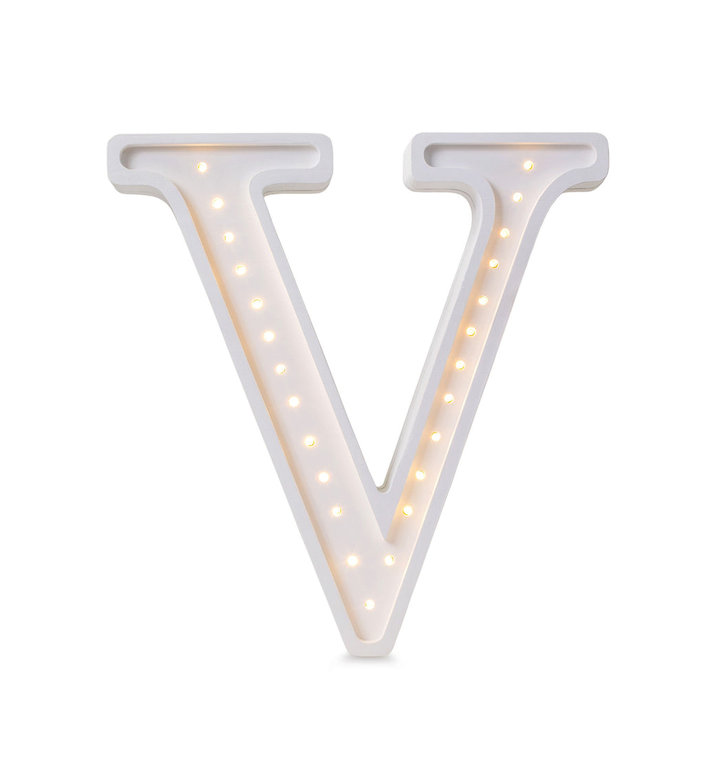 Letterlamp V – houten nachtlamp