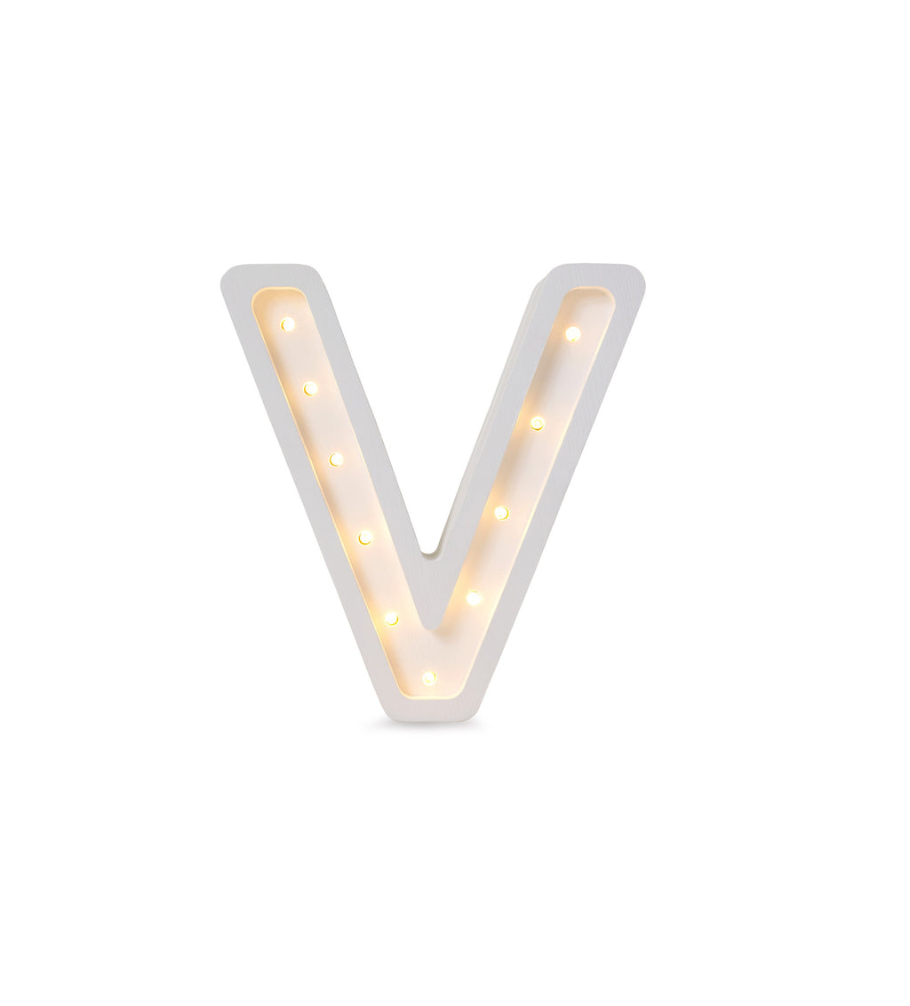 Letterlamp V – houten nachtlamp – afbeelding 2
