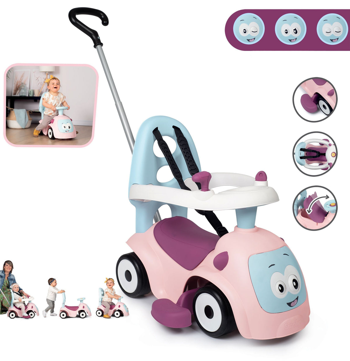 Loopauto Maestro 3-in-1 roze – afbeelding 3