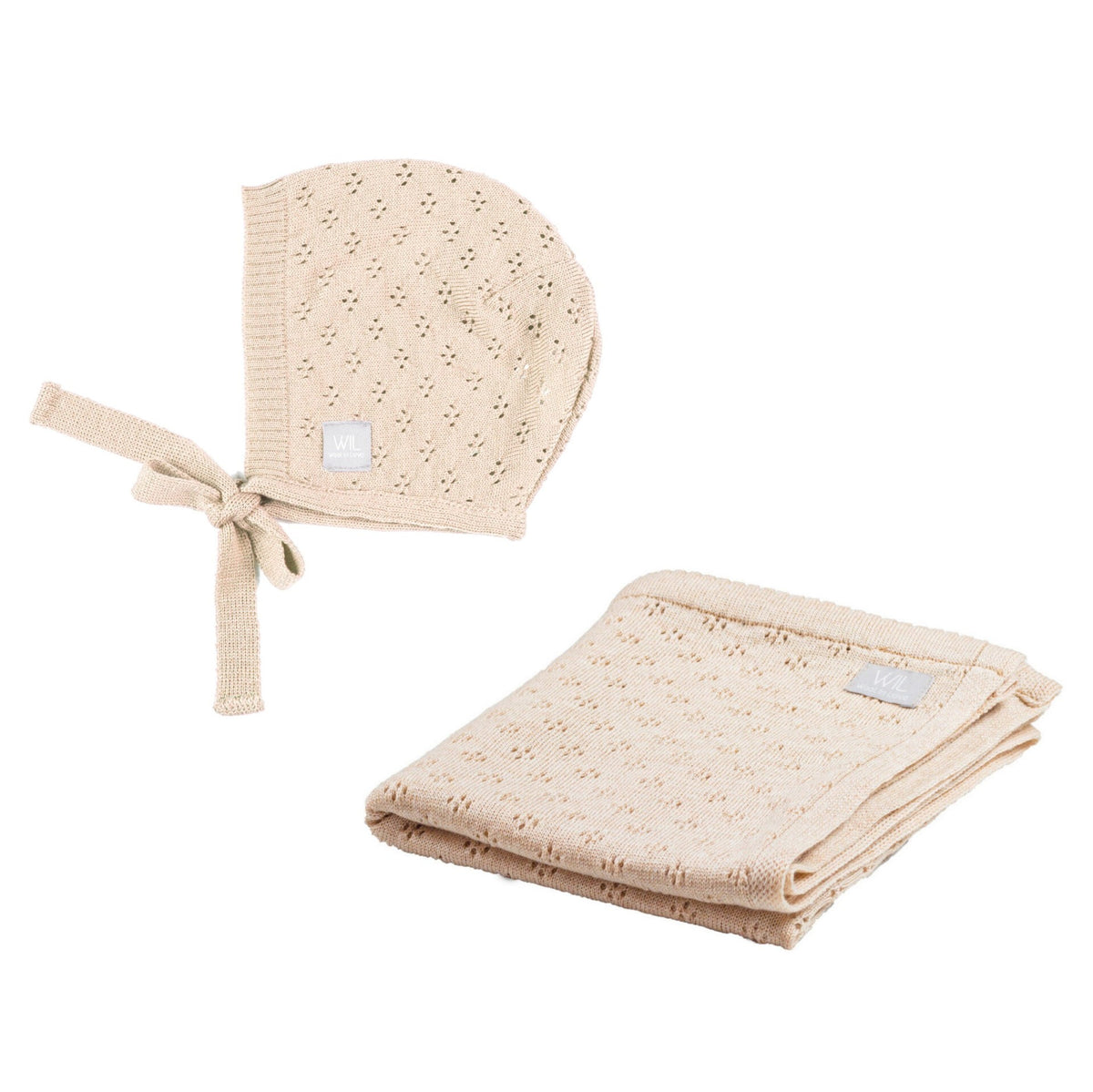 Merino kraamset Love met babydeken en mutsje