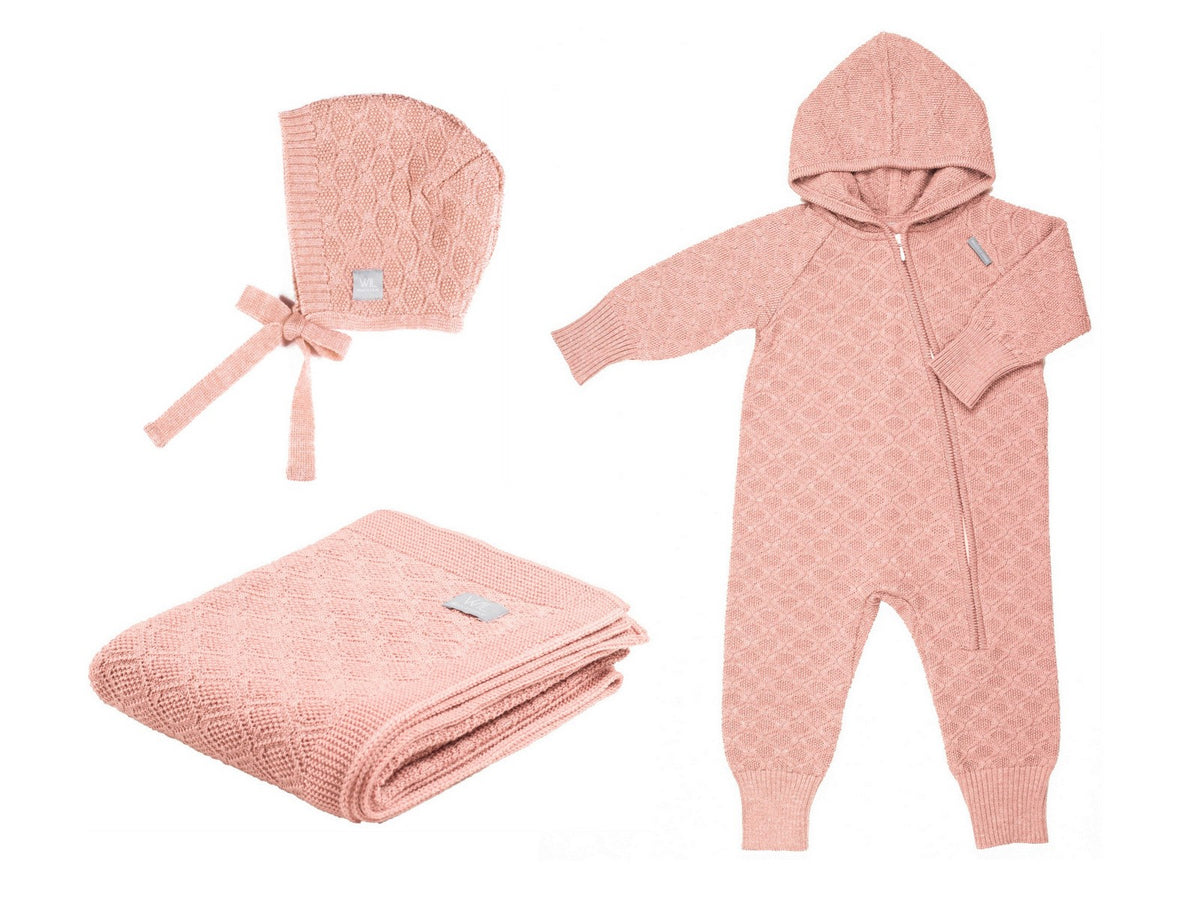 Merino kraamset Happiness met babydeken romper en mutsje