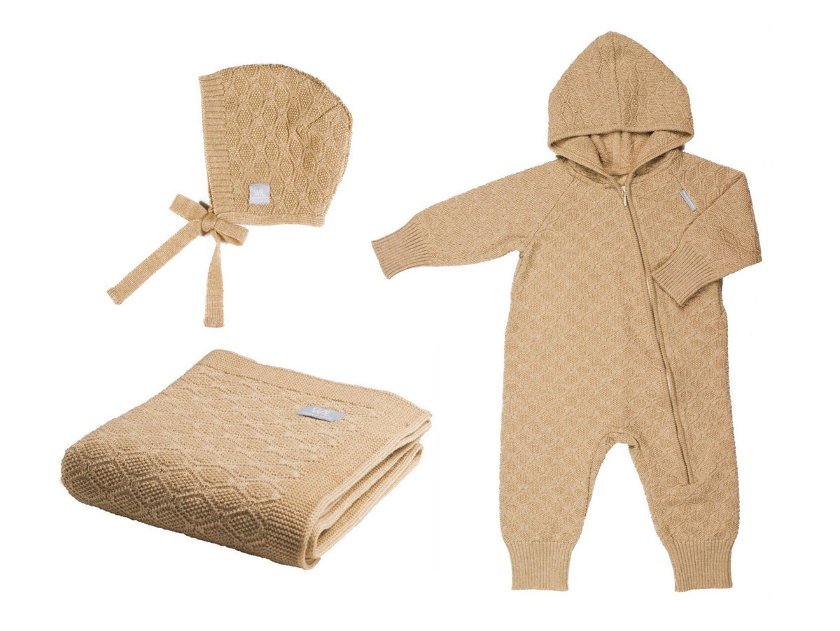 Merino kraamset Happiness met babydeken romper en mutsje – afbeelding 3