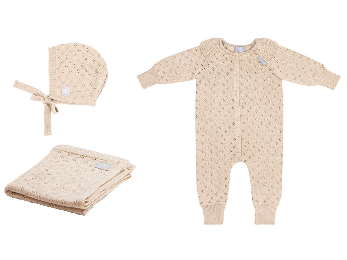 Merino kraamset Love met babydeken romper en mutsje