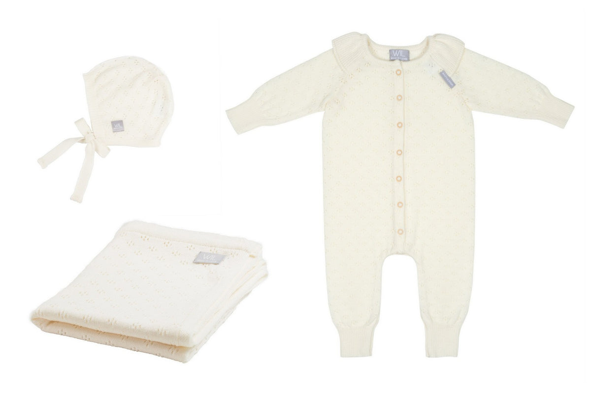 Merino kraamset Love met babydeken romper en mutsje – afbeelding 4