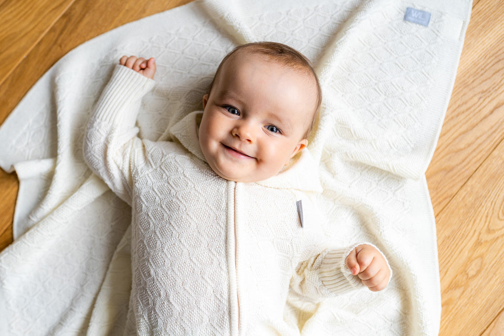 Merino babydeken Happiness olijfgroen – afbeelding 5