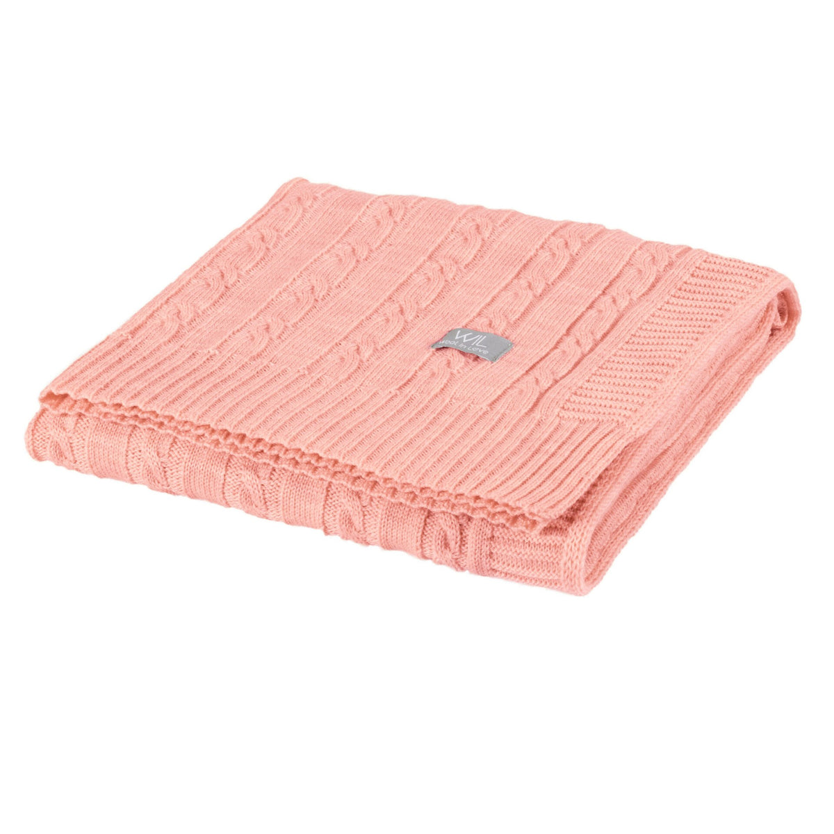 Merino babydeken Hope met kabelpatroon roze
