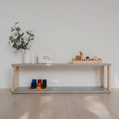 Montessori Rek Breed 2 Planken Grijs Naturel