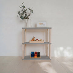 Montessori Rek Smal 3 Planken Grijs Naturel