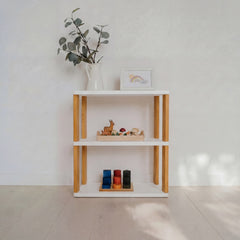 Montessori Rek Smal 3 Planken Wit Bruin