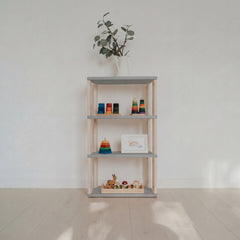 Montessori Rek Smal 4 Planken Grijs Naturel