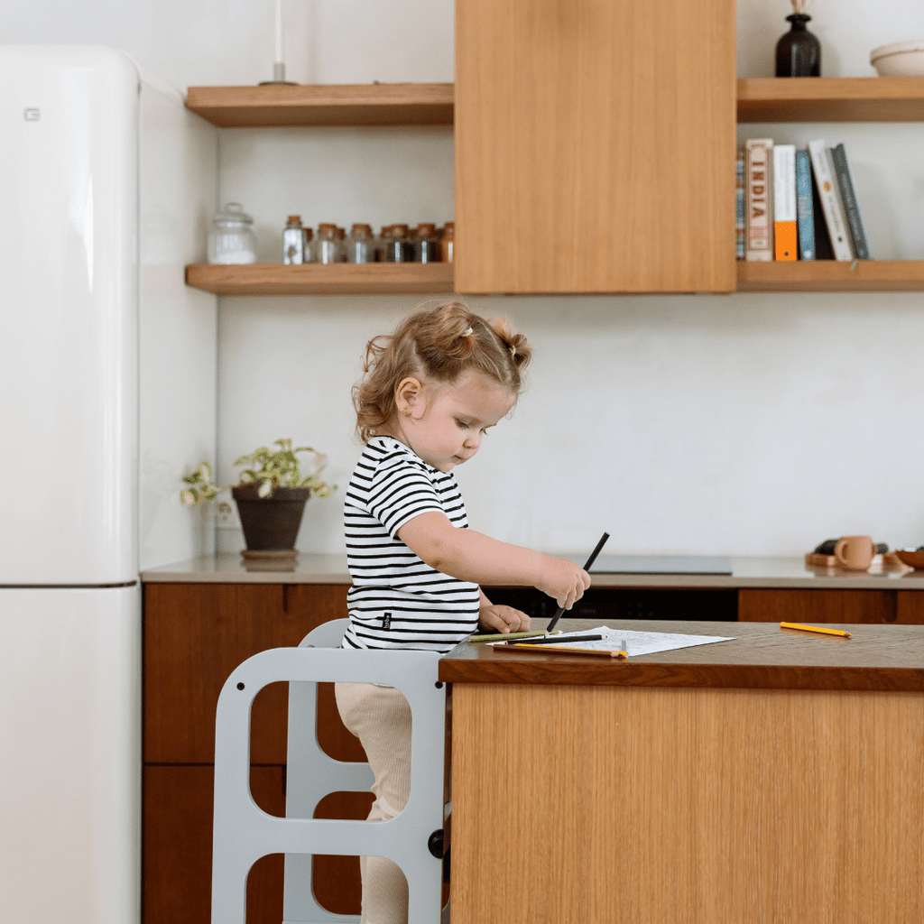 Leertoren 2-in-1 Step'n'Sit grijs – afbeelding 3