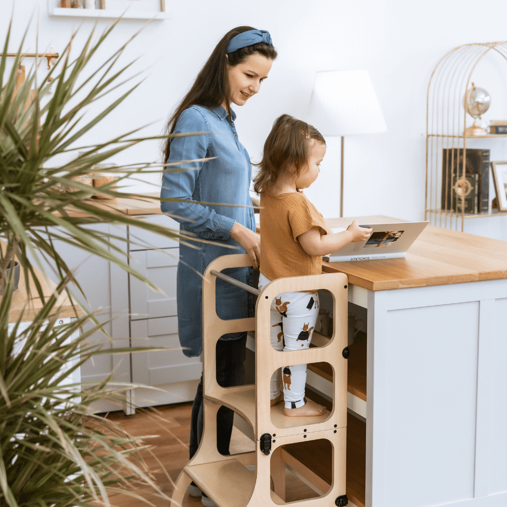 Leertoren 2-in-1 Step'n'Sit naturel – afbeelding 2