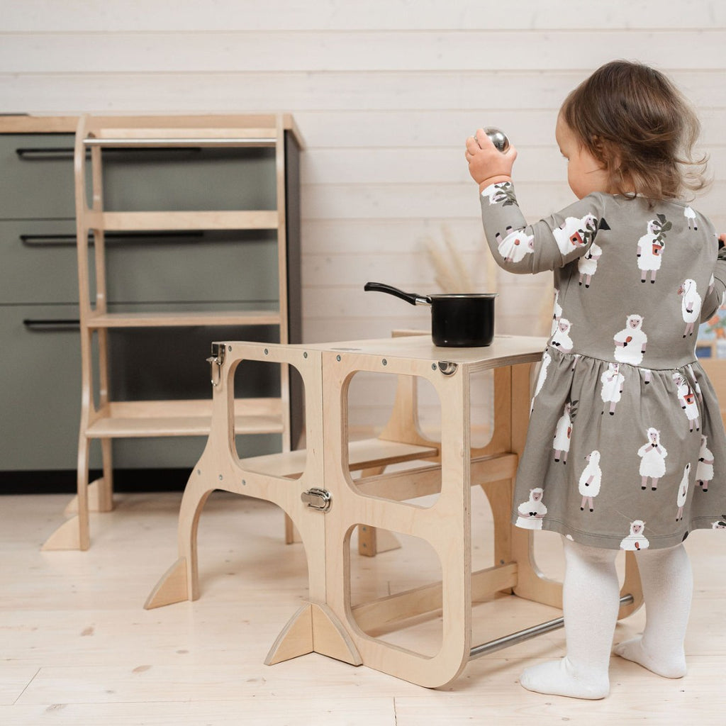 Leertoren 2-in-1 Step'n'Sit naturel – afbeelding 3