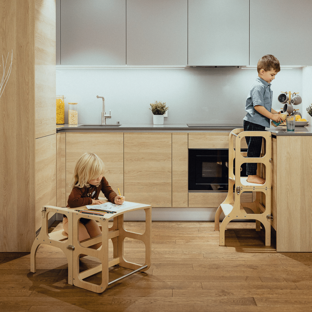 Leertoren 2-in-1 Step'n'Sit naturel – afbeelding 4
